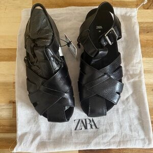 Zara leather fisherman, sandals, new tag